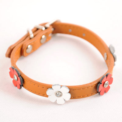 Dogo Flower Dog Collar - Brown