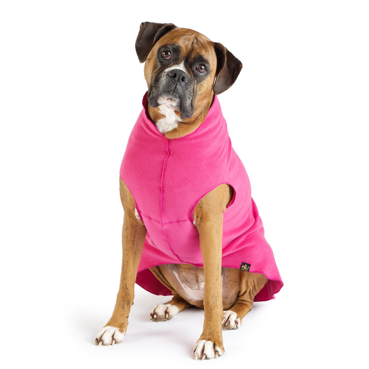 Gold Paw Stretch Fleece Dog Coat - Fuchsia
