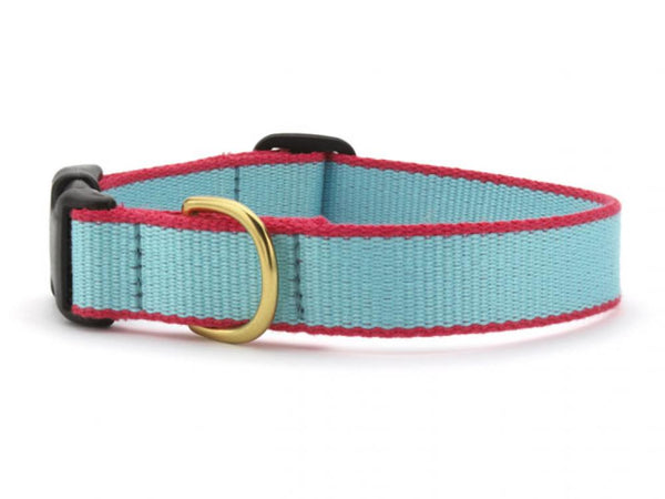 Personalized Bamboo Dog Collar - Aqua/Coral