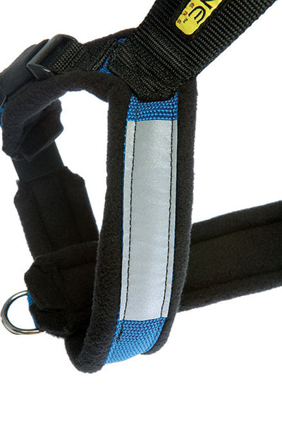 Reflective strip on side of harness