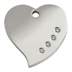 Red Dingo Diamante Stainless Steel Dog Tag with Swarovski Zirconia - Heart