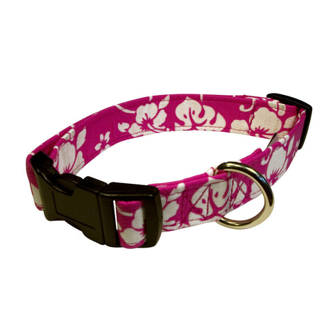 Elmo's Closet Hawaii Time Hot Pink Dog Collar