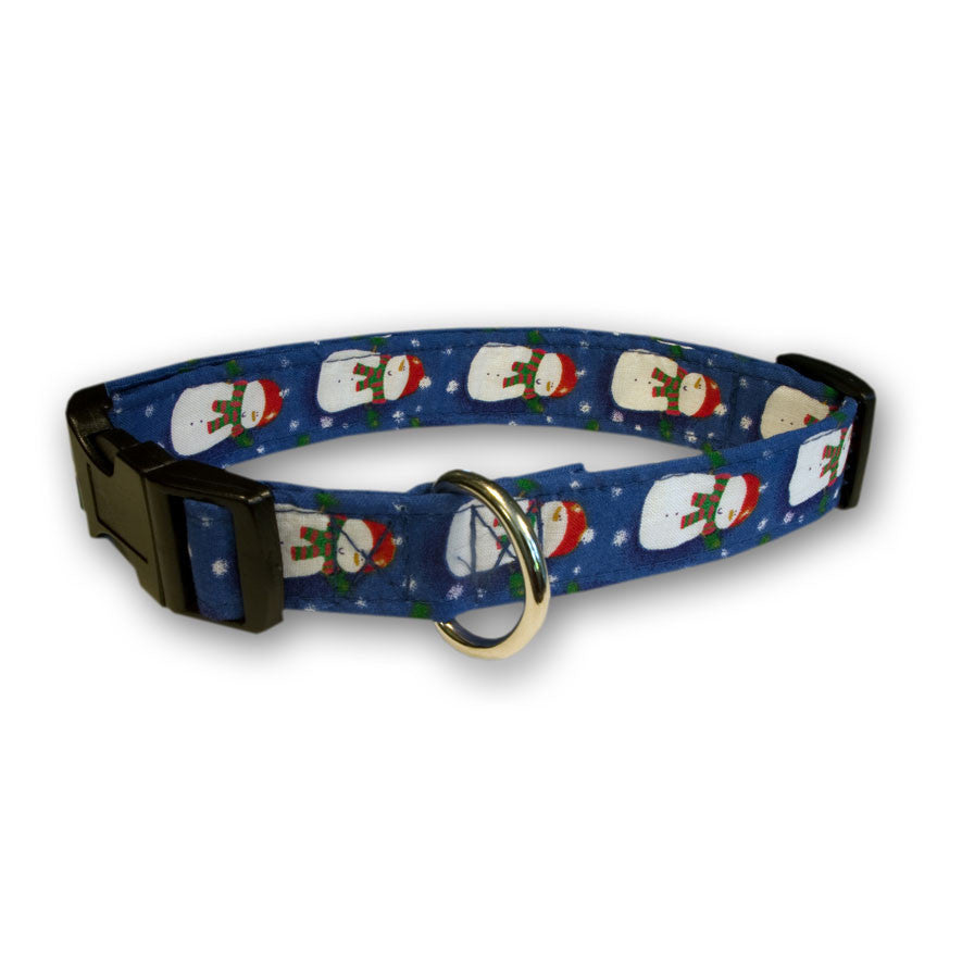 Elmo's Closet Jolly Snowmen Dog Collar - Blue