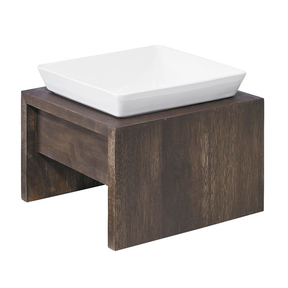 Artisan Single Wood Dog Feeder - Walnut