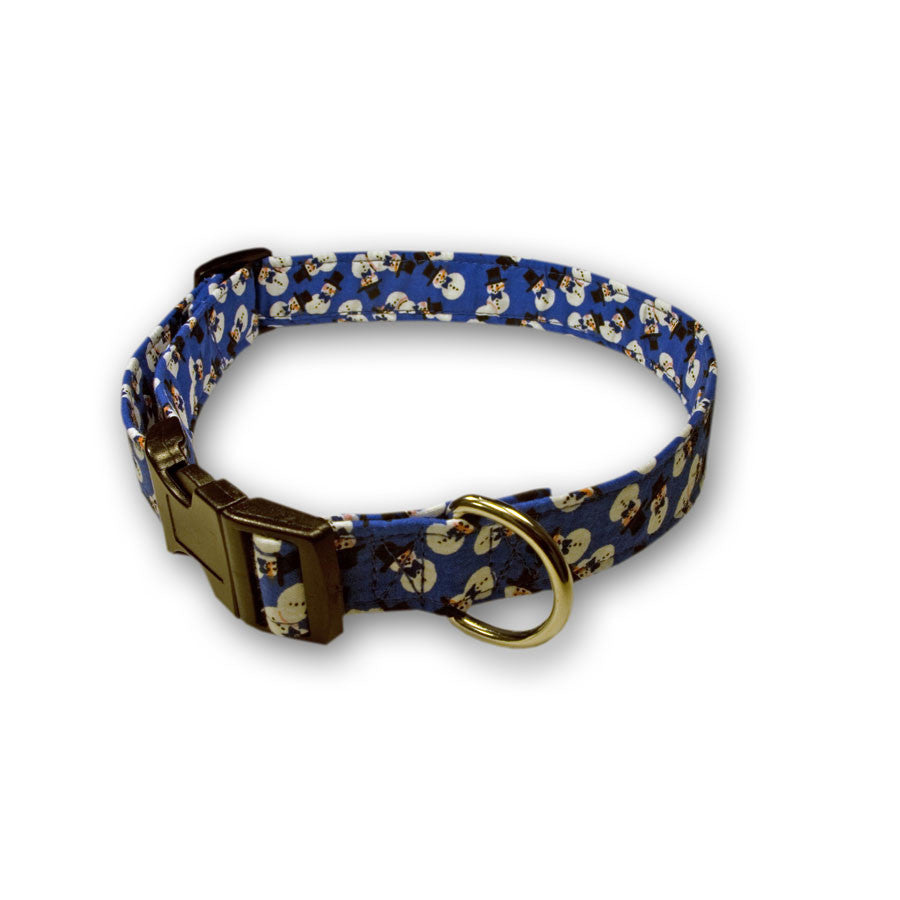 Elmo's Closet Mini Snowmen Dog Collar - Blue