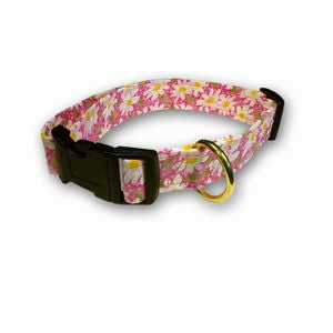 Elmo's Closet Daisies On Pink Dog Collar