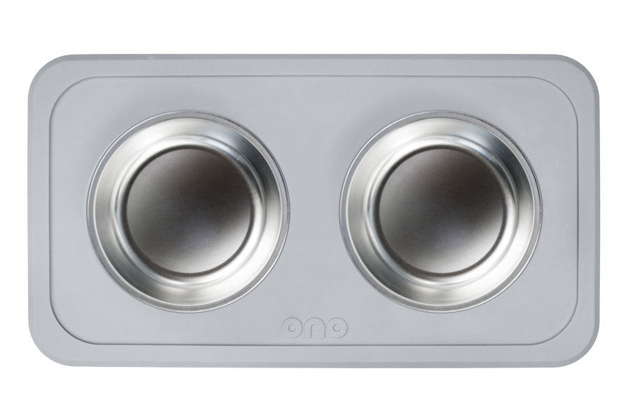 The Good Bowl Double Pet Feeder - Cool Gray