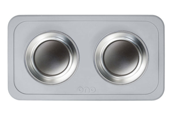 The Good Bowl Double Pet Feeder - Cool Gray