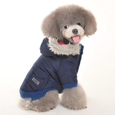 Pocket Parka Dog Coat - Navy Blue