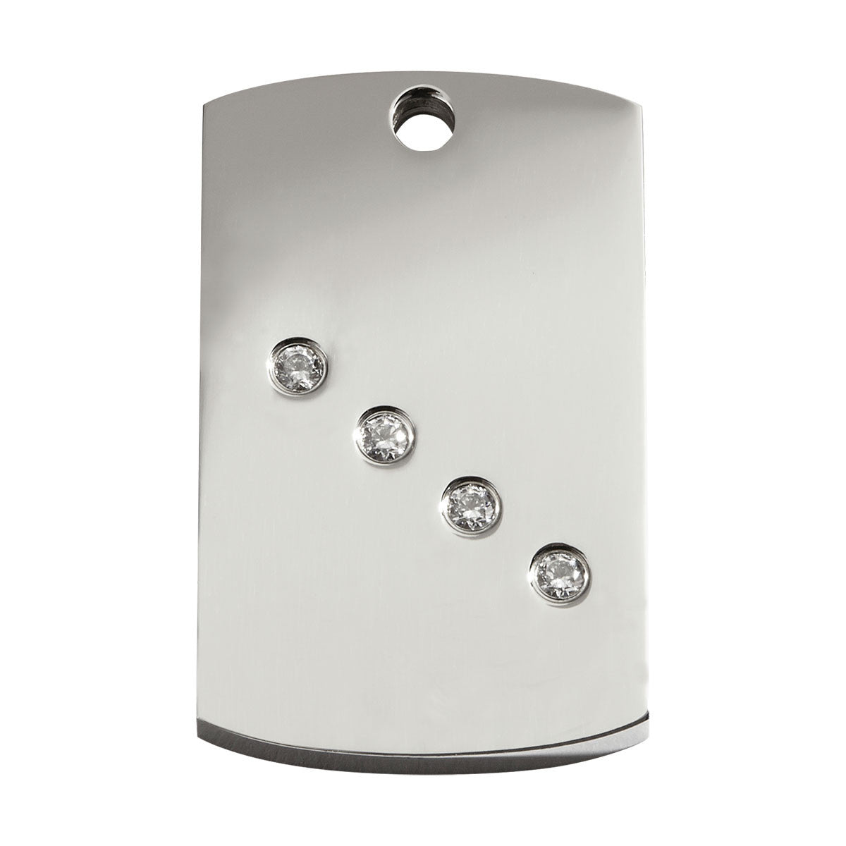 Red Dingo Diamante Stainless Steel Dog Tag with Swarovski Zirconia - Rectangle