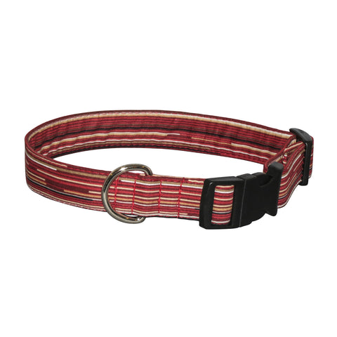 Elmo's Closet Reddish Stripe Dog Collar - Medium (Outlet Sale Item)