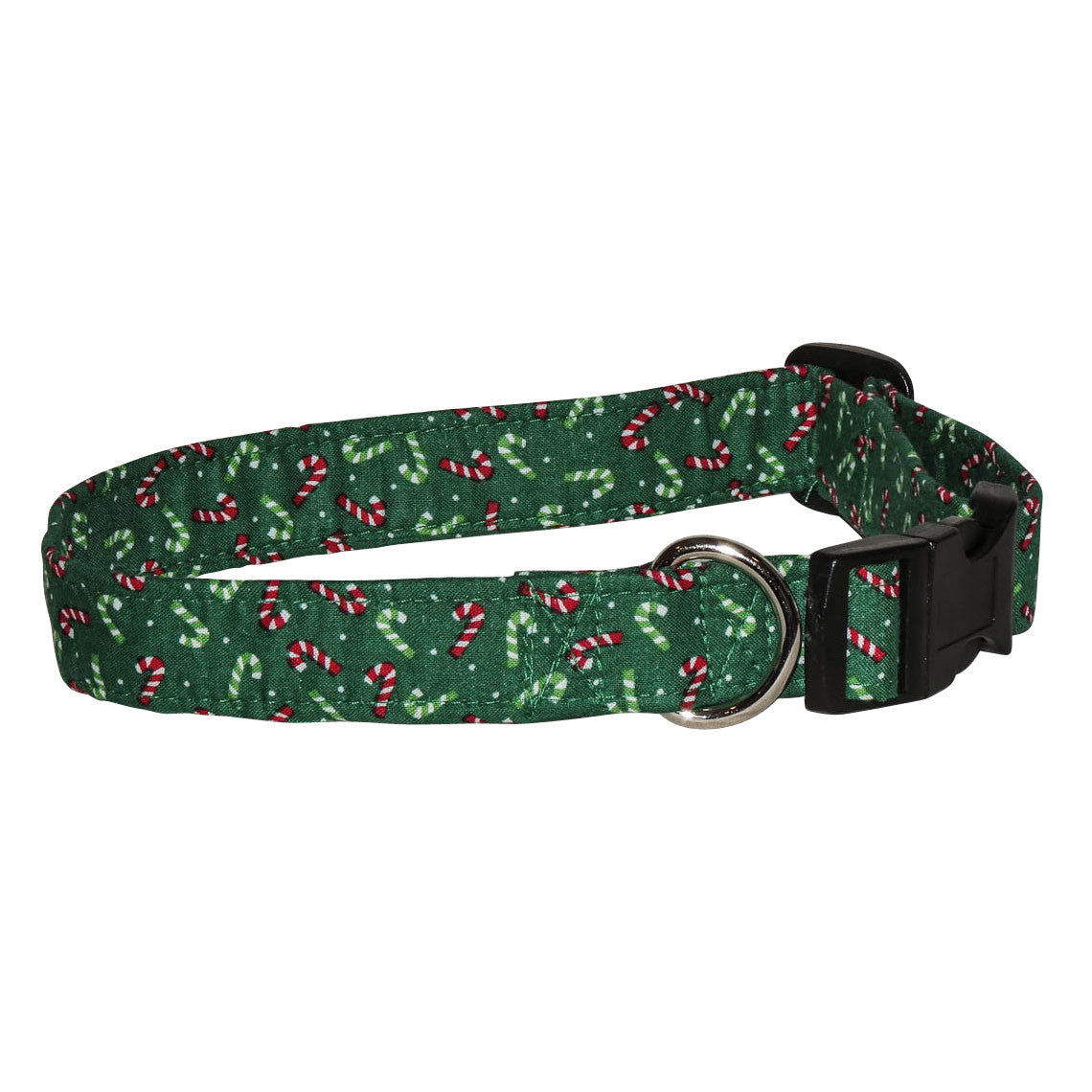 Elmo's Closet Candy Canes Dog Collar - Red & Green