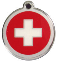 Red Dingo Stainless Steel & Enamel Swiss Cross Dog ID Tag
