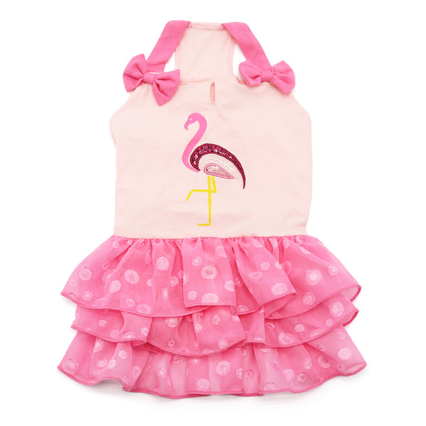 Super Sequins Pink Flamingo Dog Dress