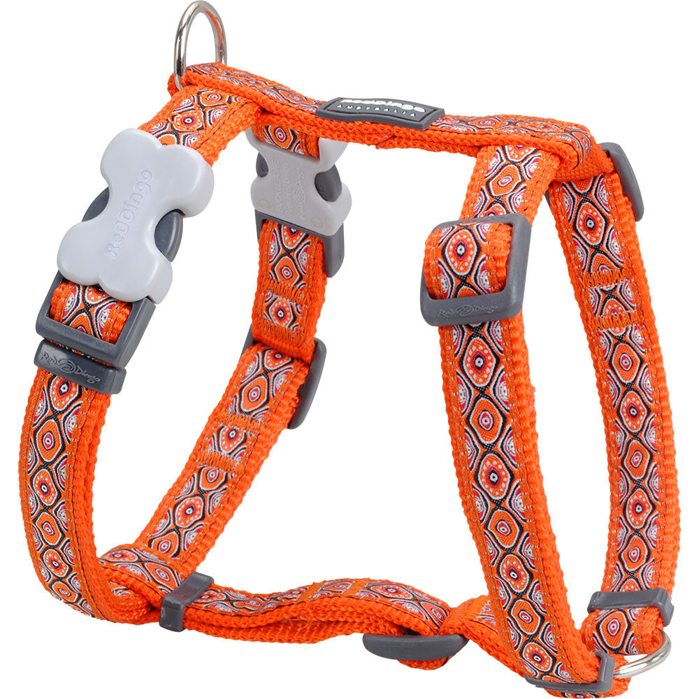 Red Dingo Designer Dog Harness - Snake Eyes (Orange)