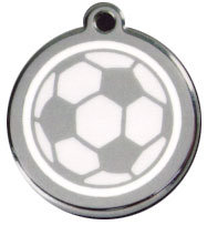 Red Dingo Stainless Steel & Enamel Soccer Ball Dog ID Tag