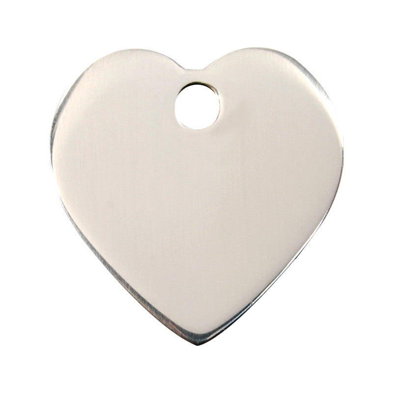 Large Stainless Steel Pet ID Tag-Large Heart - Silver Paw Pet Tags