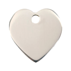 Red Dingo Flat Stainless Steel Dog Tag - Heart (Double Side Engraving)