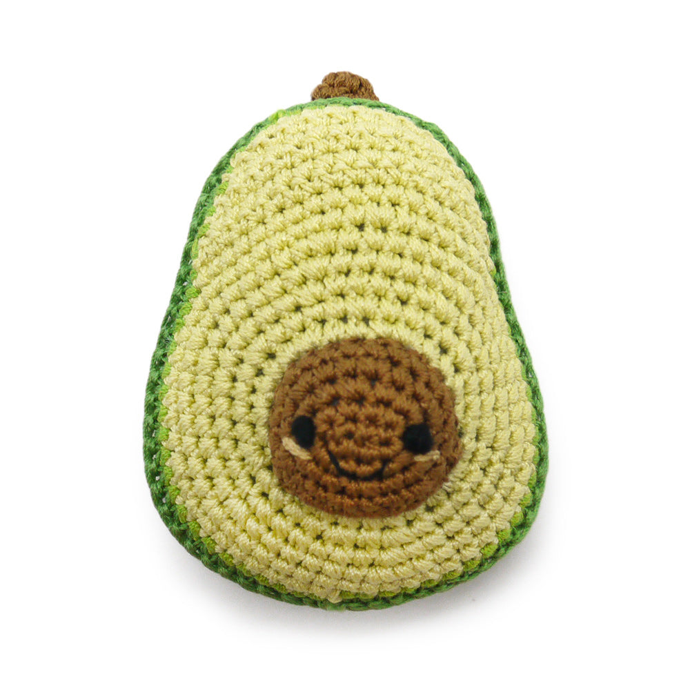 Avocado Crochet Dog Toy with Squeaker