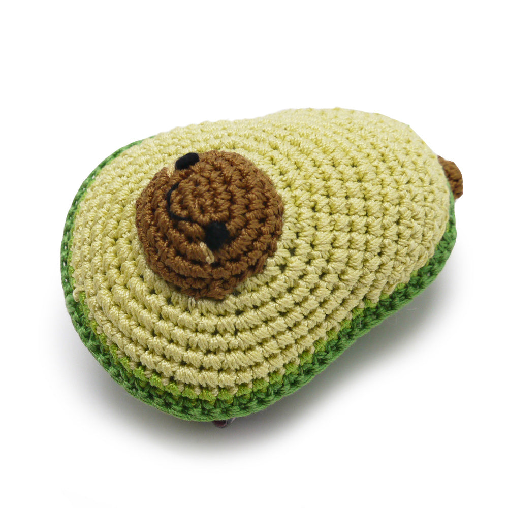 Avocado Crochet Dog Toy with Squeaker