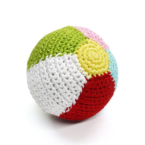 Beach Ball Crochet Dog Toy with Squeaker