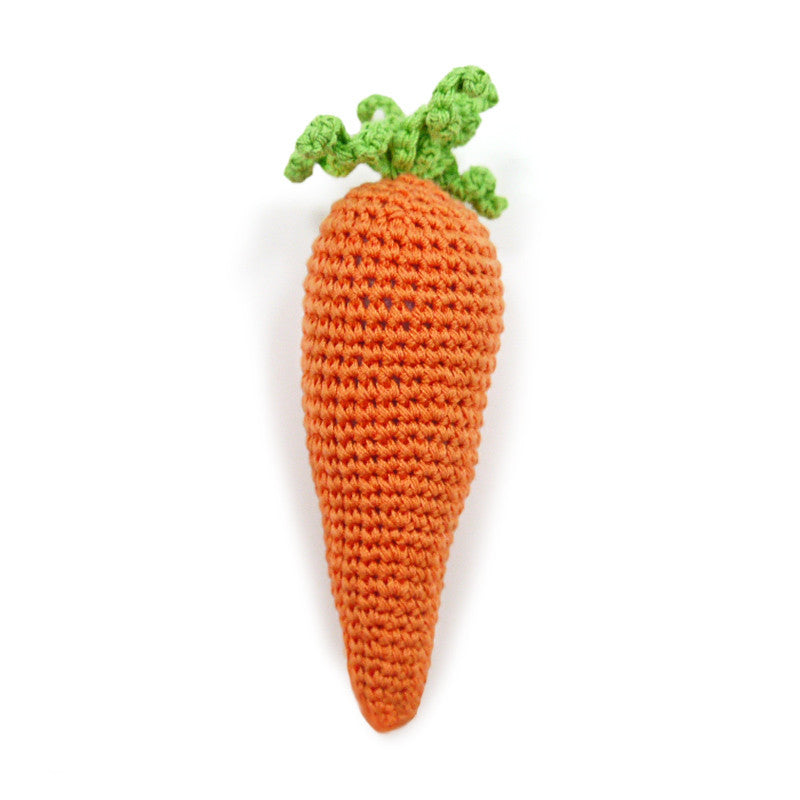 Carrot Crochet Dog Toy with Squeaker