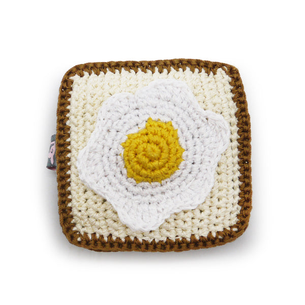 Toast & Egg Crochet Dog Toy with Squeaker