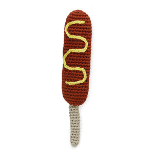 Hot Dog Crochet Dog Toy with Squeaker