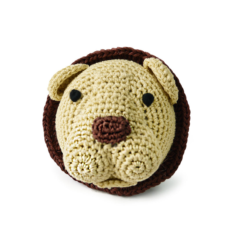 Lion Crochet Dog Toy with Squeaker