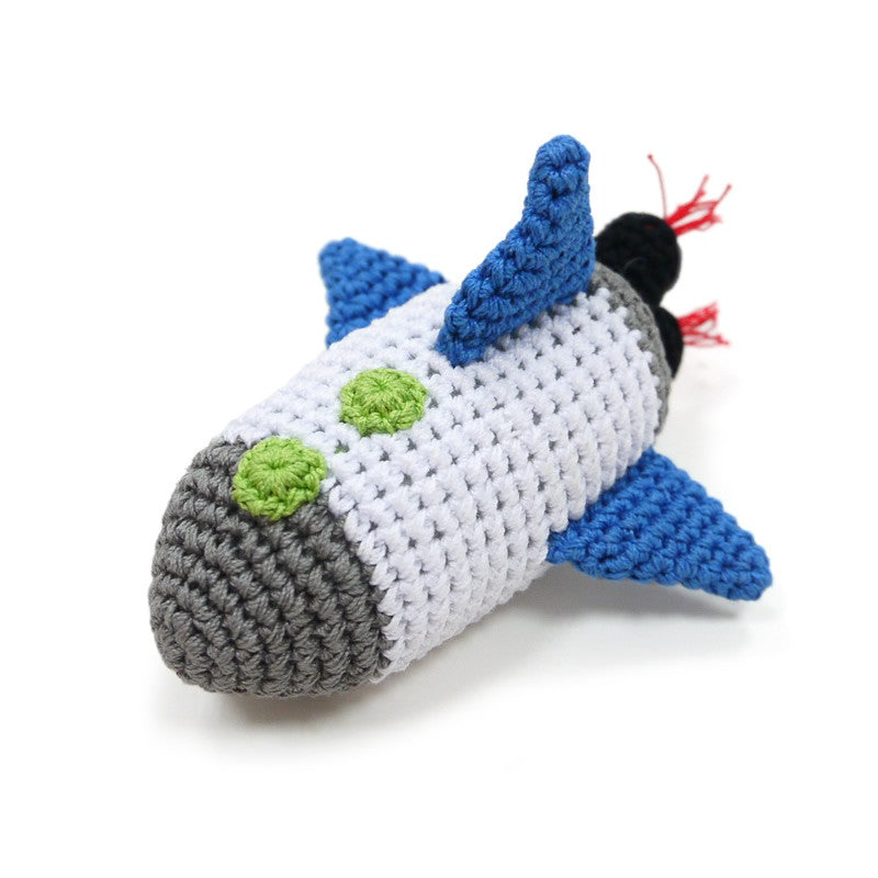 Spaceship Crochet Dog Toy with Squeaker