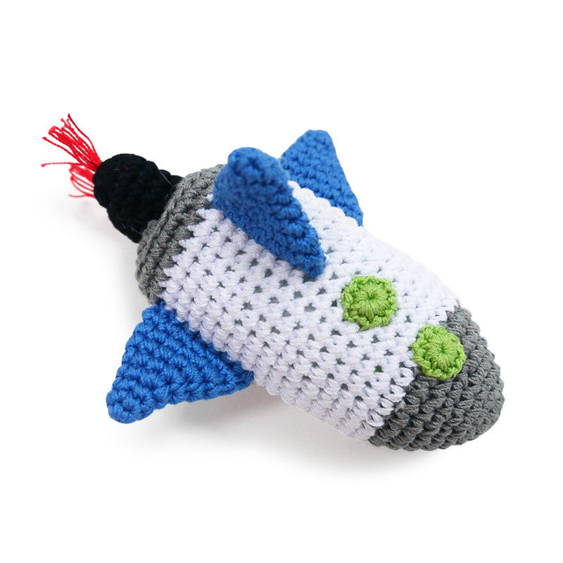 Spaceship Crochet Dog Toy with Squeaker