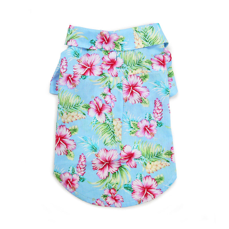 Tropical Island Dog Shirt - Blue