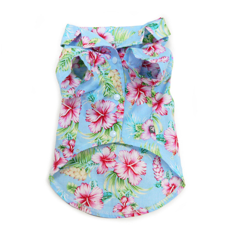 Tropical Island Dog Shirt - Blue