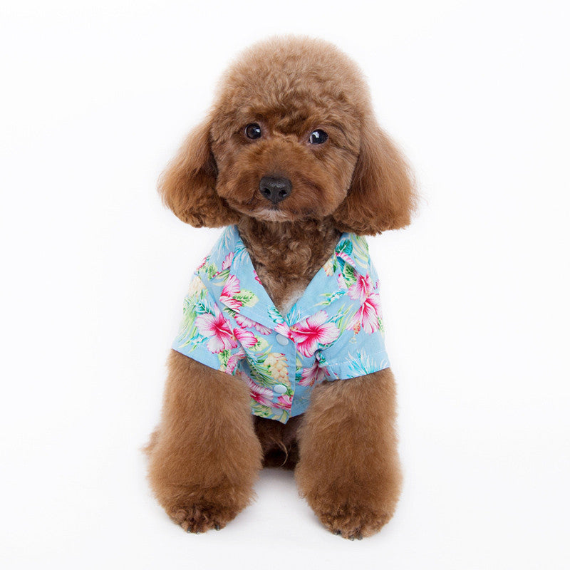 Tropical Island Dog Shirt - Blue