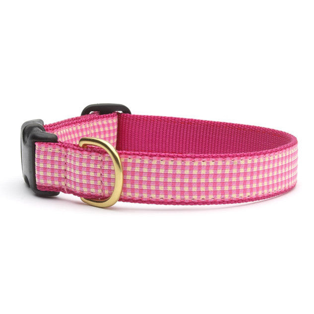 Up Country Pink Gingham Dog Collar